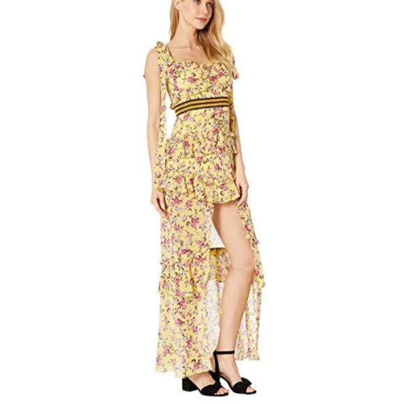 For Love and Lemons Maison Maxi Dress Yellow Women's Size XS Floral Sleeveless - Picture 5 of 8